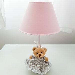 Abajur rosa ursinha chevron | ABJ009